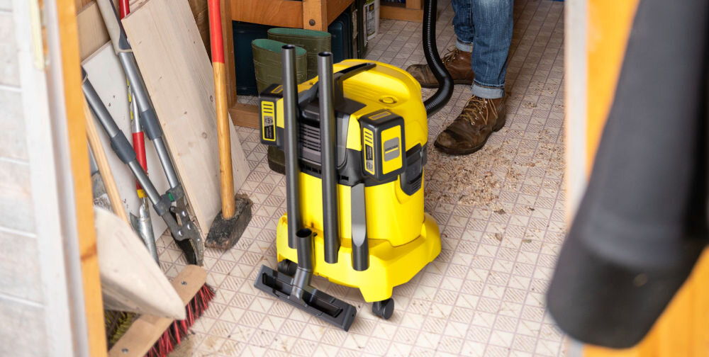 Odkurzacz KARCHER WD 4-18 Dual Battery Set V-20/22 1.628-601.0 funkcjonalność wygoda użytkowania kompaktowe wymiary 385 x 411 x 526 mm łatwe przechowywanie i transport waga 6,6 kg bez akcesoriów swoboda poruszania się ergonomiczny uchwyt wygodne przenoszenie prosty w obsłudze system dla prawo i leworęcznych mobilność łatwość obsługi praktyczne narzędzie