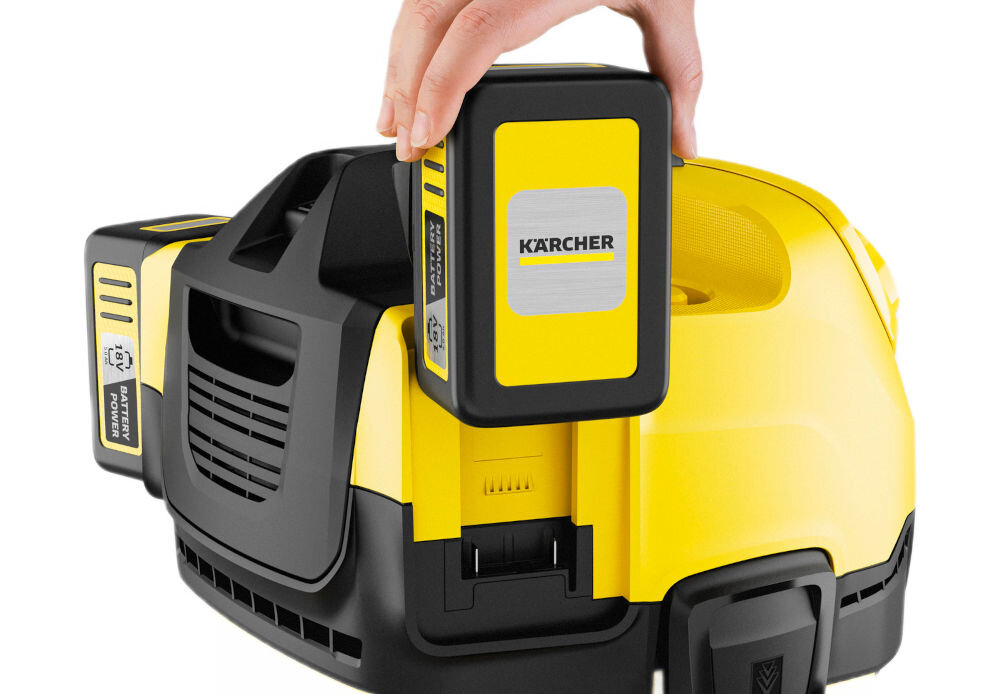 Odkurzacz KARCHER WD 4-18 Dual Battery Set V-20/22 1.628-601.0 platforma zasilania 18 V wymiana akumulatorów między urządzeniami akumulator 5,0 Ah szybkie ładowanie pełna naładowanie około 3 godzin system monitorowania poziom energii czas pracy czas działania do 28 minut wykonywanie większości codziennych zadań