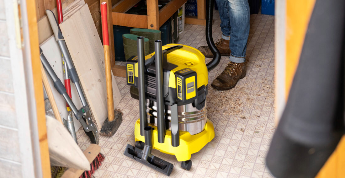 Odkurzacz KARCHER WD 4-18 S Dual V-20/22 1.628-625.0 Pojemny zbiornik ze stali Zbiornik ze stali nierdzewnej pojemność ułatwienie przechowywanie wymiary