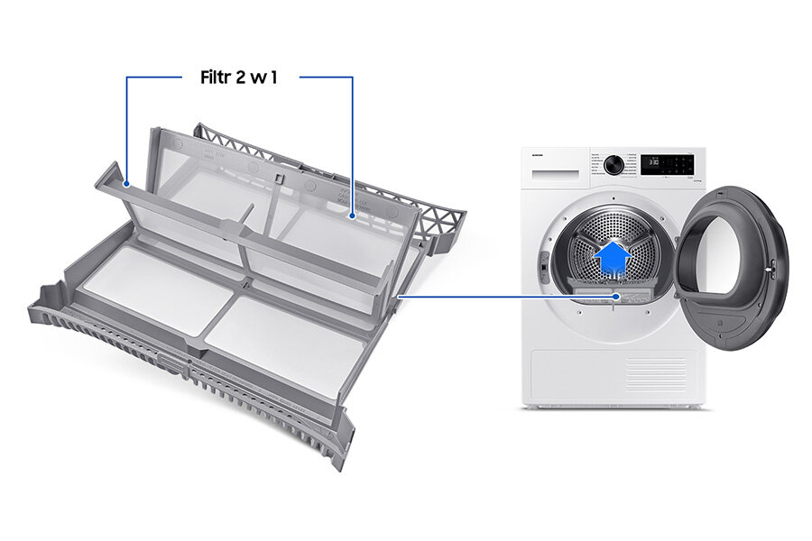Zwiększona wydajność pracy suszarki Optimal Dry Zwiększona wydajność pracy suszarki Samsung Optimal Dry DV90CGC0A0AE