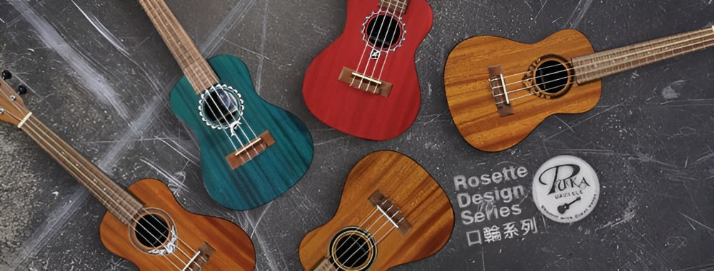 Ukulele PUKA PK-HBC trzech zielonej, czerwonej i transparentnej