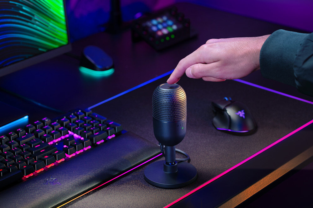 Mikrofon RAZER Seiren V3 Mini dotykowy wyłącznik jednym ruchem dioda zielono czerwony
