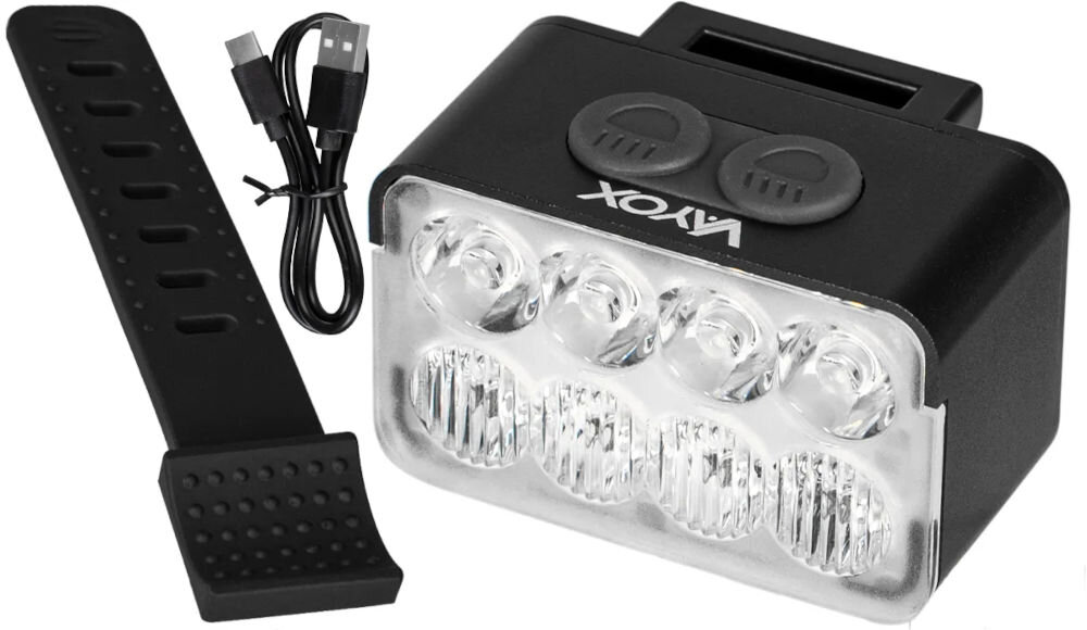 Lampka rowerowa VAYOX VA0151 elementy zestaw kabel opaska