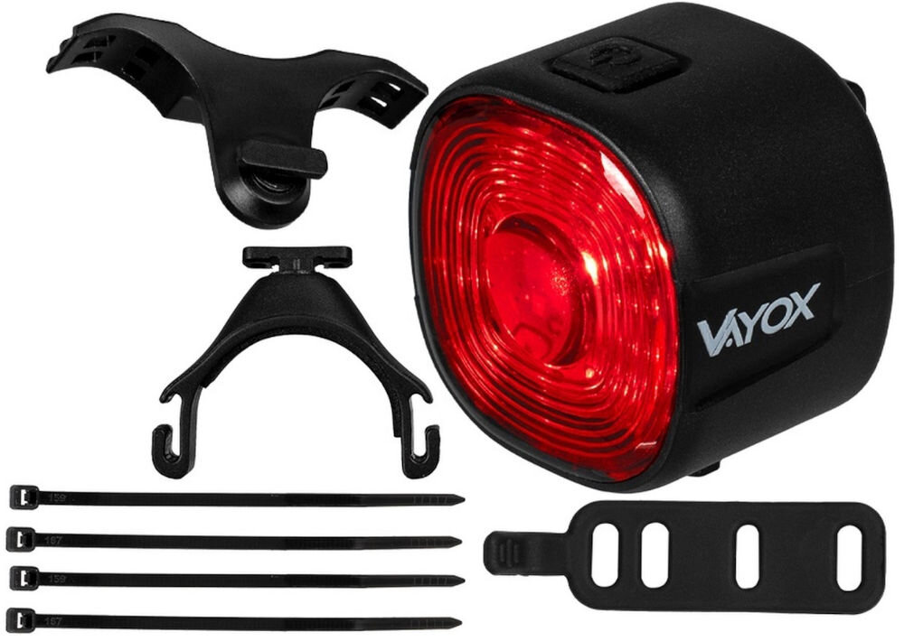 Lampka rowerowa VAYOX VA0156 elementy zestaw kabel do ładowania opaska do mocowania