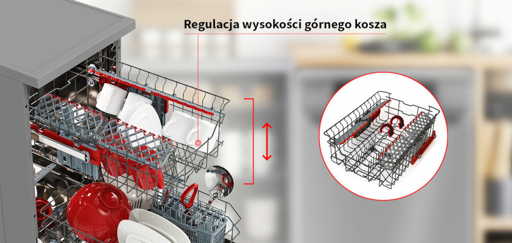 Zmywarka SHARP QW-HS25F44DI-EU konstrukcja kosz ekonomia regulacja kosza