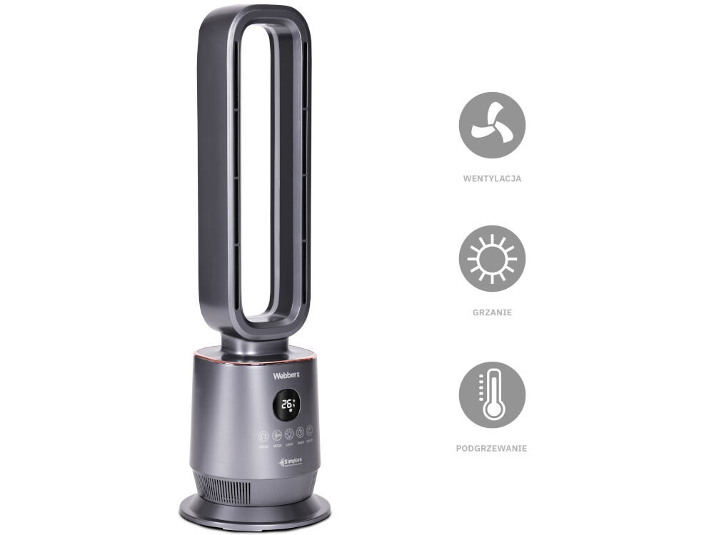 Termowentylator WEBBER TWB1830 automatyczne dostosowanie trybu pracy komfort termiczny chłodzenie powietrza potrzymanie ciepła nagrzewanie