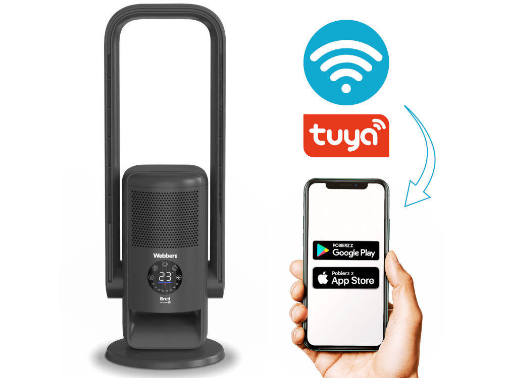 Oczyszczacz powietrza WEBBER APG7800 funkcja wifi zdalne sterowanie aplikacja monitorowanie jakości powietrza kontrola temperatury IOS Android
