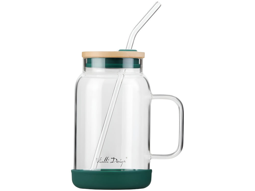 Słoik ze słomką VIALLI DESIGN Fuori 600 ml Zielony oryginalny pomysł na prezent stylowy design funkcjonalność jakość styl