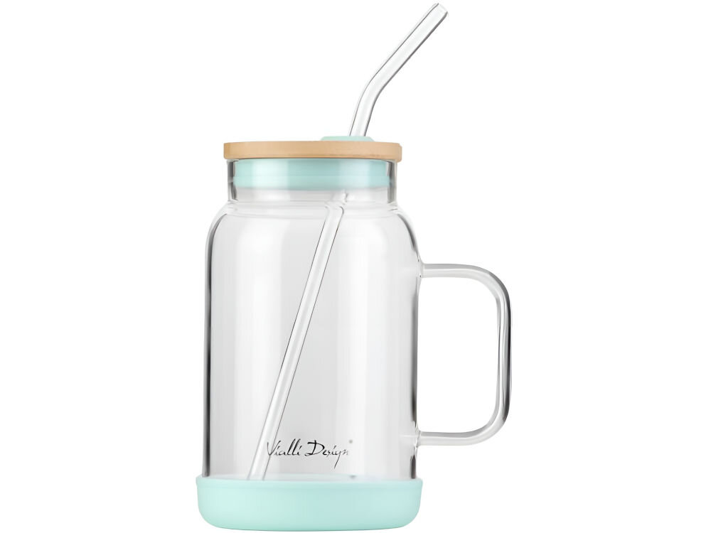 Słoik ze słomką VIALLI DESIGN Fuori 600 ml Miętowy oryginalny pomysł na prezent stylowy design funkcjonalność jakość styl