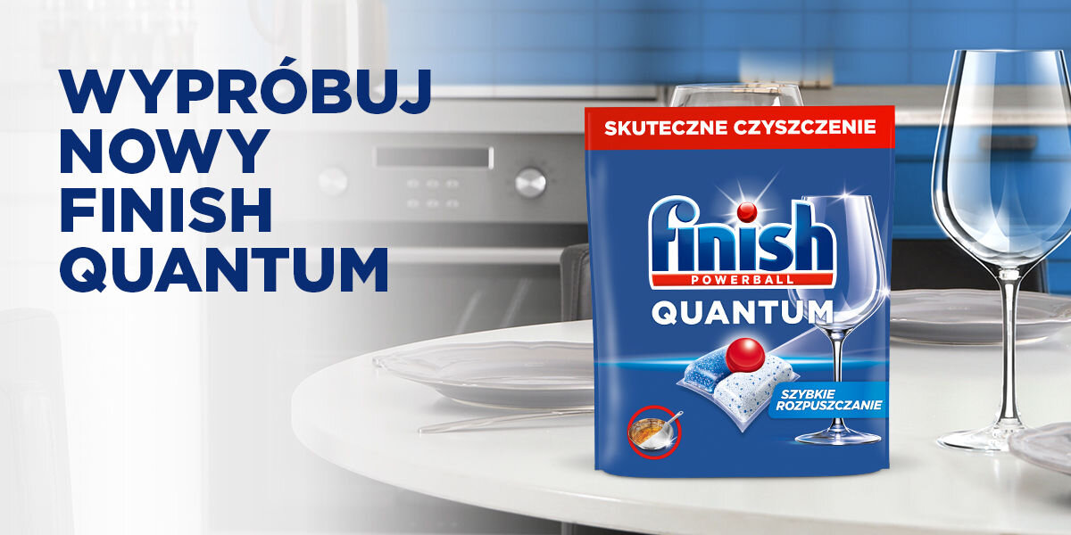 Kapsułki do zmywarek FINISH Powerball Quantum All in 1 Fresh - 46 szt. nowa formuła skutecznosć w krótkich cyklach do cykli eco bez namaczania