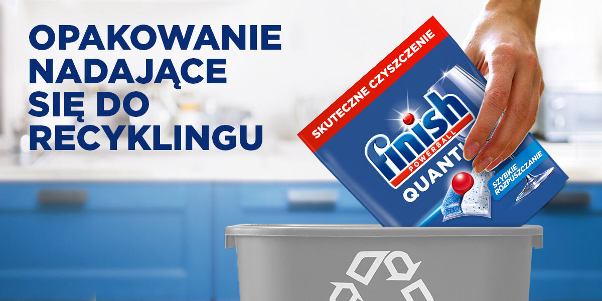 Kapsułki do zmywarek FINISH Powerball Quantum All in 1 Fresh - 80 szt. opakowanie do recyklingu ograniczenie odpadów ochrona środowiska wpływa na środowisko