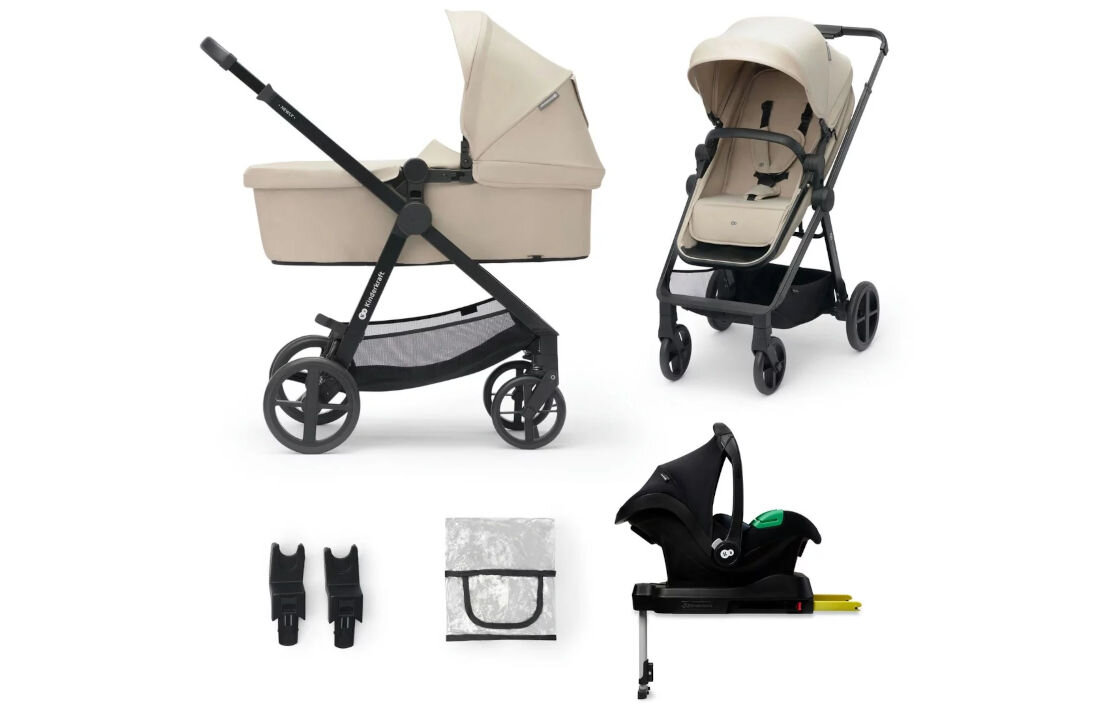 Wózek wielofunkcyjny KINDERKRAFT Newly 3in1 Mink Pro Beżowy zestaw akcesoria komplet wyposażenie