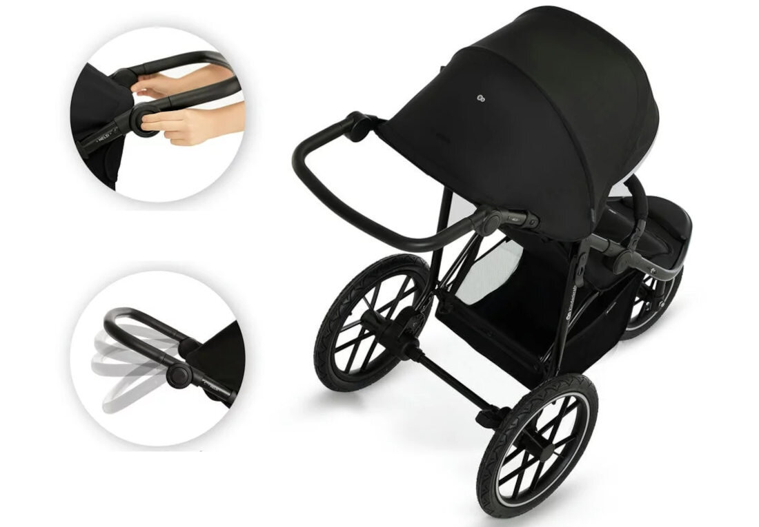 Wózek spacerowy KINDERKRAFT Helsi Czarny Regulowana rączka dopasowanie potrzeby wygoda spacery komfort wygoda