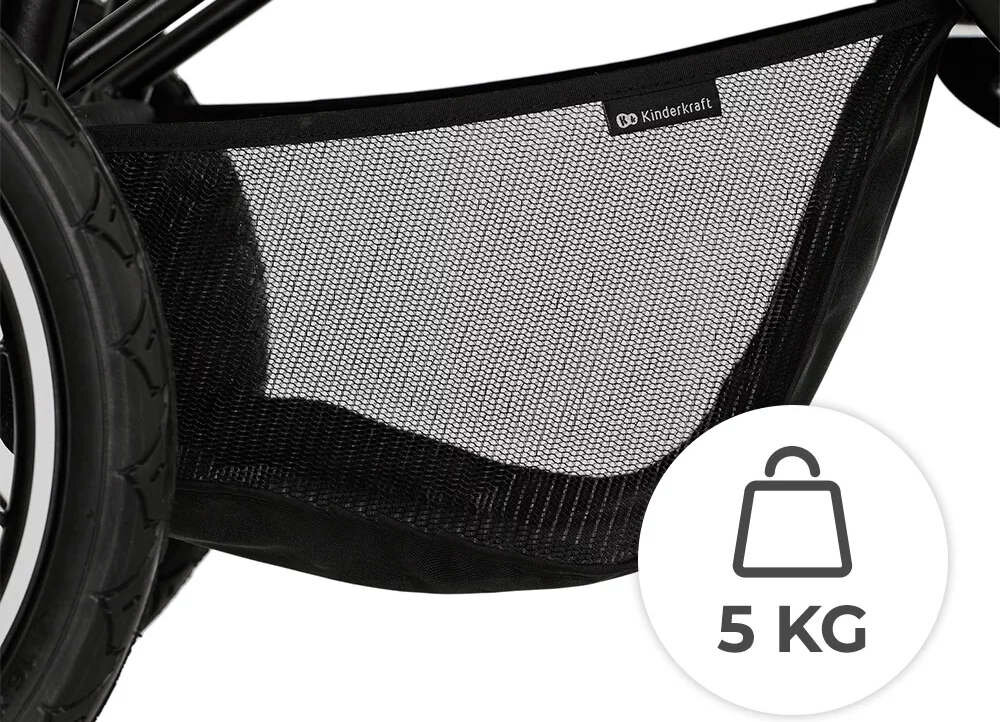 Wózek spacerowy KINDERKRAFT Helsi Czarny Pojemny kosz akcesoria