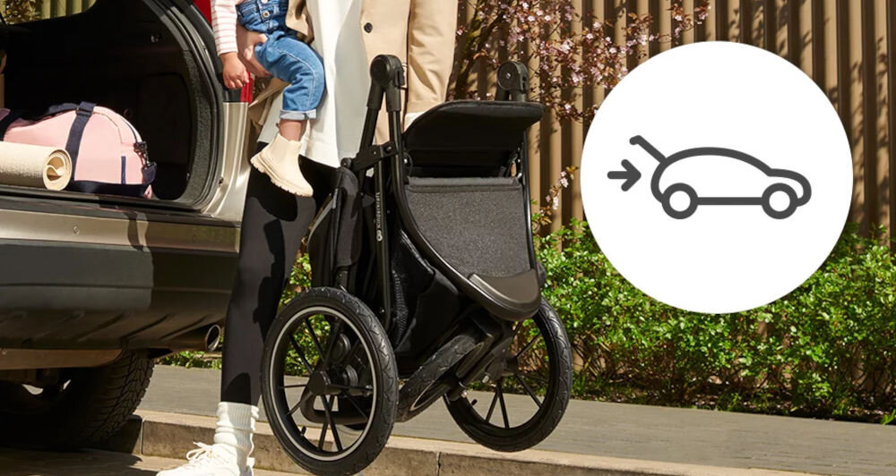 Wózek spacerowy KINDERKRAFT Helsi Czarny Łatwy transport składanie mobilność wygoda