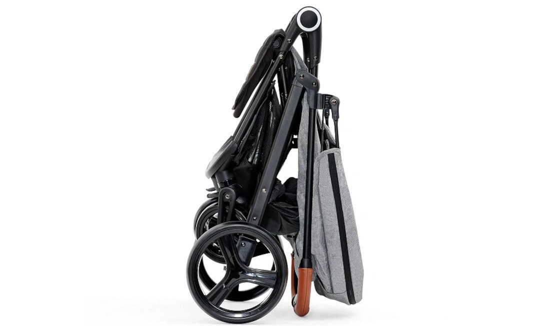 Wózek dziecięcy KINDERKRAFT Grande Plus Szary system CLICK & FOLD składanie przechowywanie transport wymiary