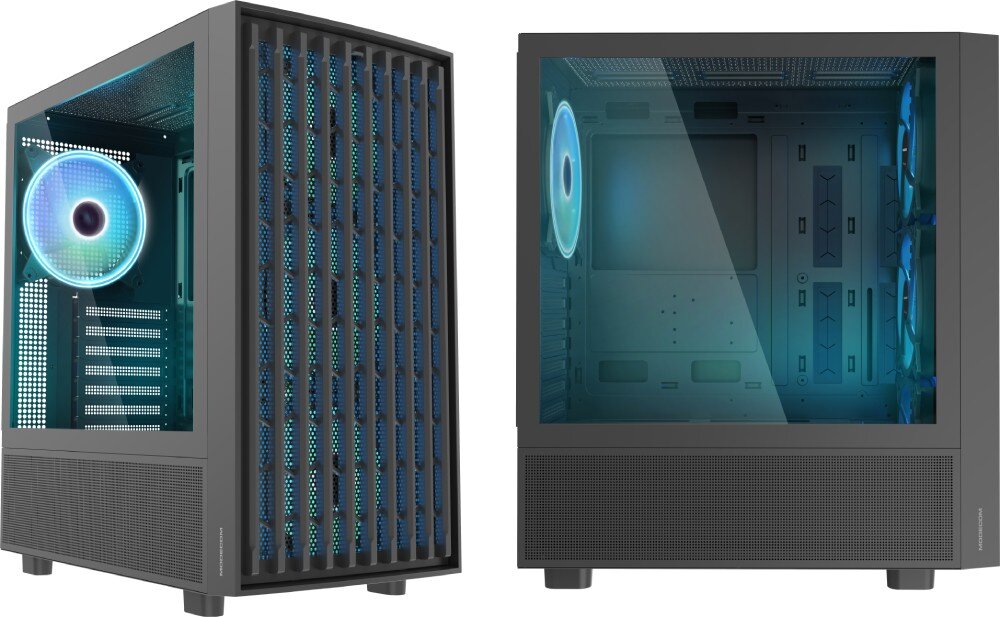 Obudowa MODECOM Breeze ARGB Flow Czarny konstrukcja wentylatory podświetlenie kontroler