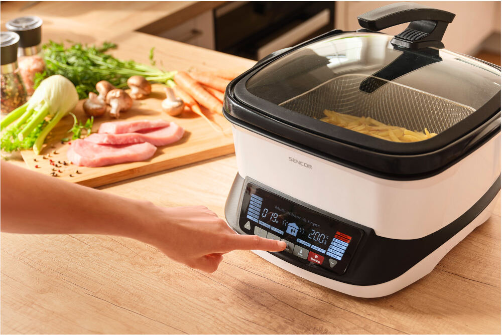 Air Fryer Frytkownica beztłuszczowa SENCOR SFR 9400WH z 18 gotowymi programami Precyzyjna kontrola temperatury cyfrowy panel LED temperatura ustawienia zakres kontrola proces gotowanie