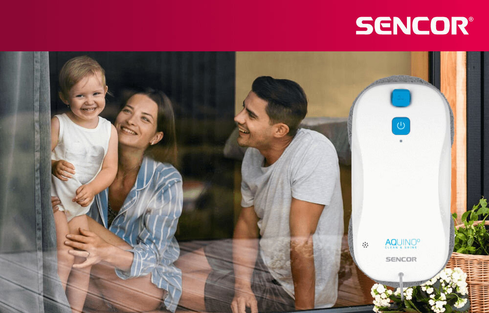 Robot do mycia okien SENCOR SRW6010WH wygląd design tło prezentacja wizualizacja lifestyle Ułatwi mycie okien
