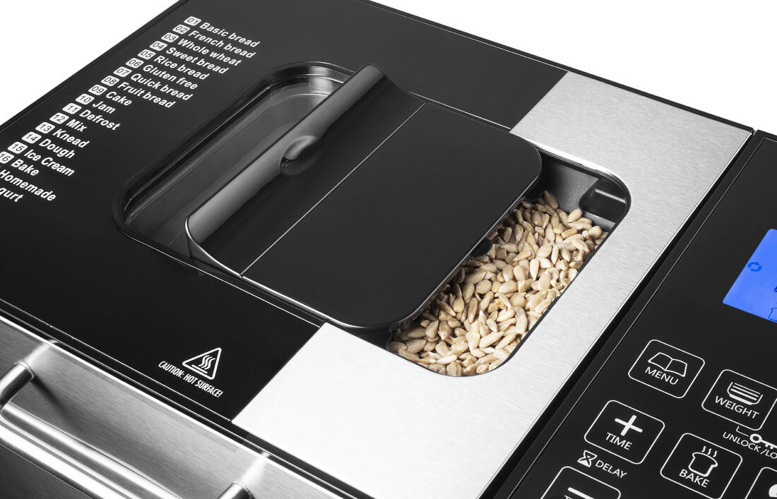 Wypiekacz do chleba CATLER BM 700 (35 x 29 x 22.5 cm) Praktyczne rozwiązania w detalach Przesuwana pokrywa praca przepisy eksperymenty