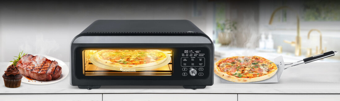 Piec do pizzy TURBOTRONIC TT-PO12 Czarny 2000W średnica 30 cm pieczenie moc temperatura elementy grzewcze