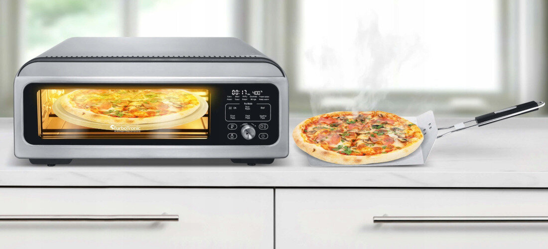 Piec do pizzy TURBOTRONIC TT-PO12 Srebrny 2000W średnica 30 cm pieczenie moc temperatura elementy grzewcze
