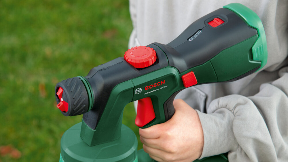 Pistolet natryskowy BOSCH UniversalSpray 18V-300 0.603.208.100 2-stopniowy przelacznik predkosci dostosowanie do potrzeb