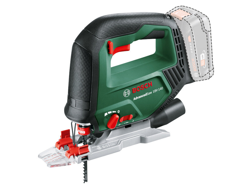 Wyrzynarka BOSCH AdvancedSaw 18V-140 0603013002 akumulator z serii POWER FOR ALL 18V pelna swoboda ruchu z akumulatorem o pojemnosci 2,0 Ah do 20 m materialu