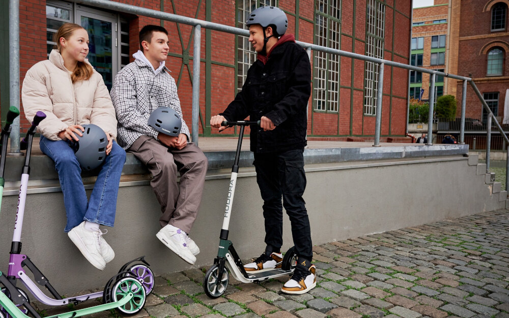 Hulajnoga HUDORA BigWheel Advanced 205 Czarno-szary lekka zwrotna bezpieczna pasja hobby