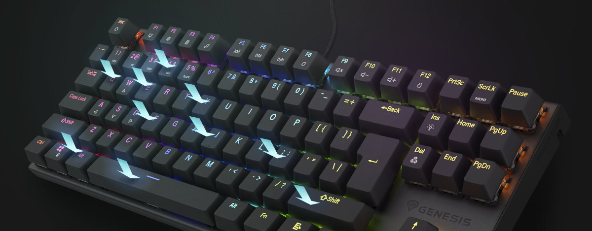 GENESIS Thor 303 TKL funkcję N-Key Rollover pełny Anti-Ghosting blokada klawisza Windows - przedstawienie Anti-Ghosting i N-Key Rollover