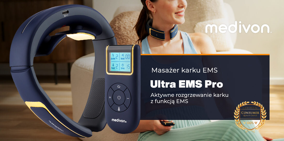 Masażer karku MEDIVON Ultra Ems Pro Niebieski wygląd design prezentacja wizualizacja W domowym zaciszu<