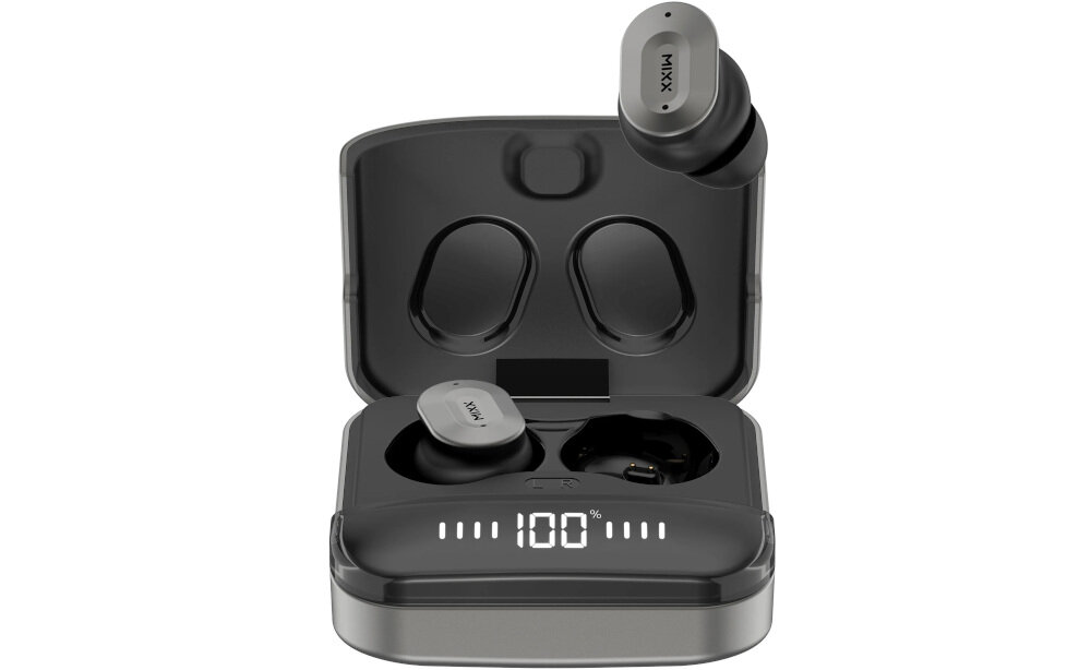 Słuchawki dokanałowe MIXX Streambuds Ultra Dots - Aplikacja pod kontrolą, słuchawki dokanałowe z etui ładującym na białym tle