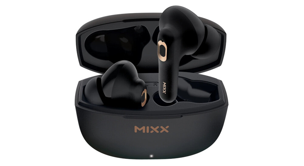 Słuchawki dokanałowe MIXX Streambuds - Energia na długie godziny, słuchawki dokanałowe z etiui ładującym na białym tle