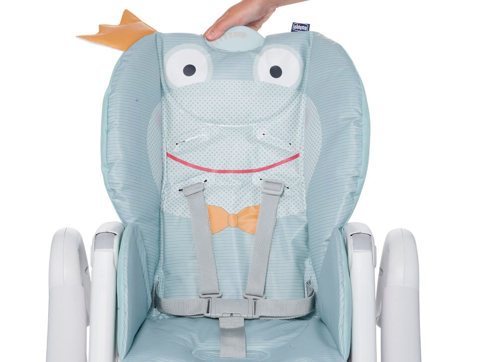 Krzesełko do karmienia CHICCO Polly 2 Start Froggy Pasy bezpieczeństwa regulacja spokój bezpieczeństwo długość pasów dopasowanie ochrona komfort