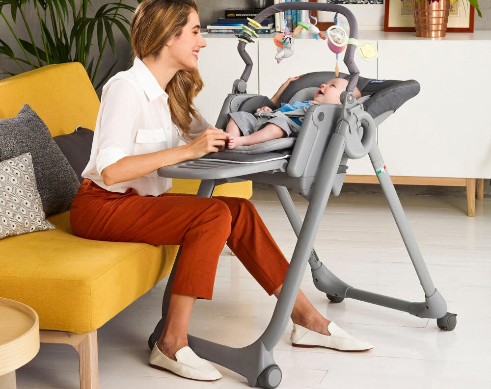 Krzesełko do karmienia CHICCO Polly Magic Relax Almond Pałąk z zabawkami montaż pozycje