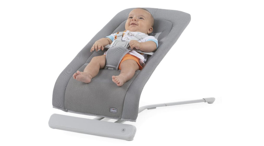 Bujaczek CHICCO Rhythm N Sound Aquarelle Szary Regulowane oparcie dwie pozycje regulacji oparcia dostosowanie potrzeby naturalne dźwięki kołysanki regulacja głośności dostosowanie preferencje