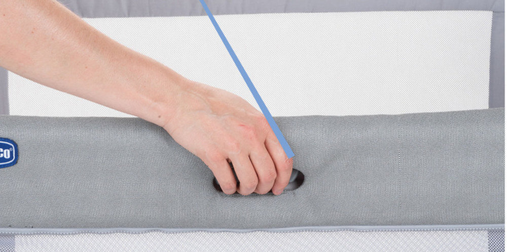 Łóżeczko dostawne CHICCO Next2Me Forever Ciemnoszary wygoda użytkowania system otwieranie ścianki bocznej regulacja wysokości kółka z hamulcem 