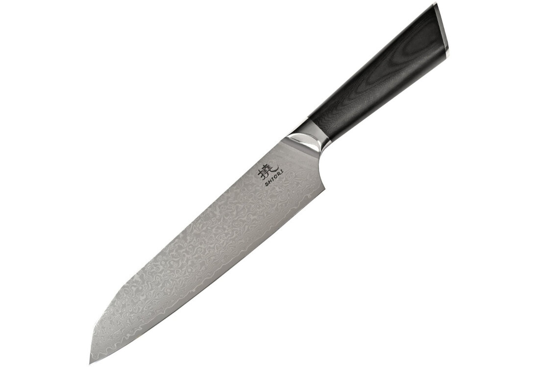 Nóż SHIORI Hiashi Santoku Wysoka jakość stal damasceńska 64 warstw ostrość uszkodzenia mechaniczne