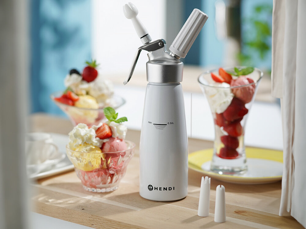 Syfon do bitej śmietany HENDI 588369 Kitchen Liine 0.5 L Biały lody pianka dekoracje