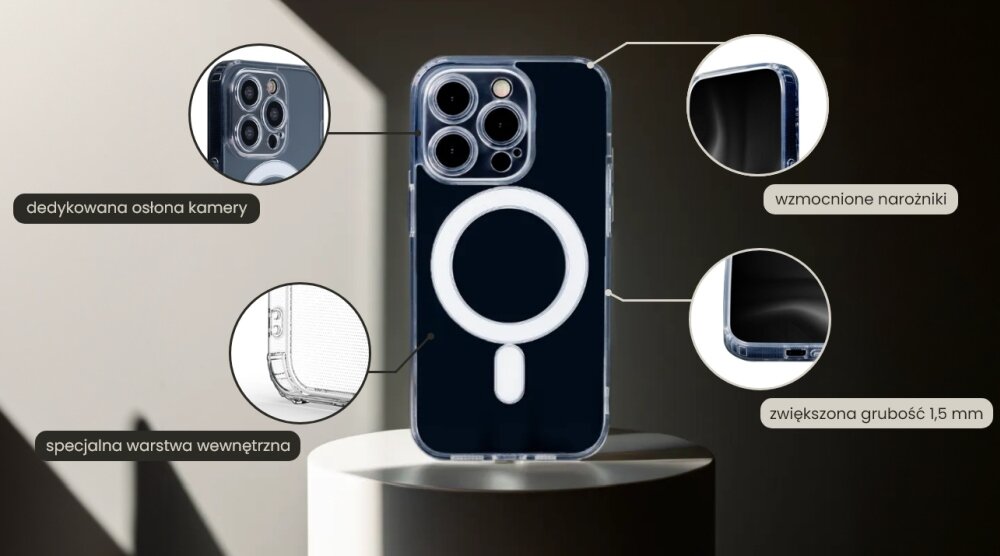 Etui TECTO SHIELD Clear Guard Mag do Apple iPhone 14 Pro Transparentny ochrona material tpu grubosc nakladki narozniki wzmocnienie