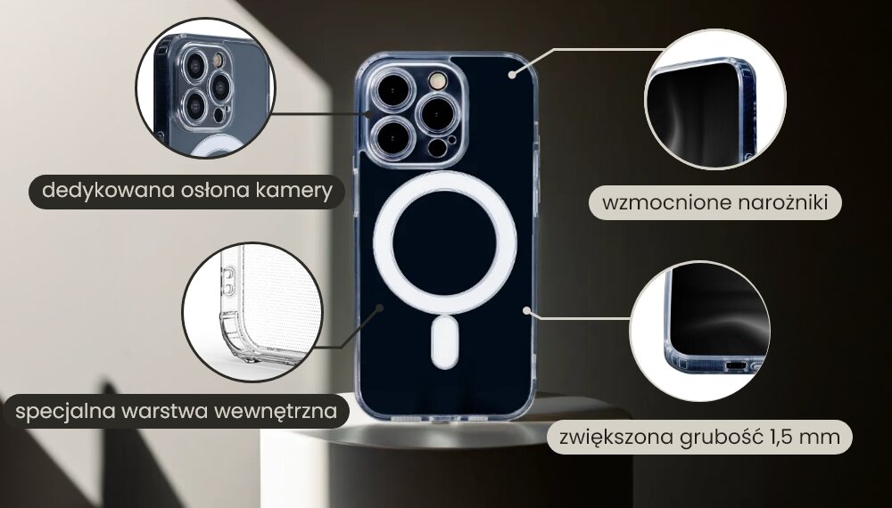 Etui TECTO SHIELD Clear Guard Mag do Apple iPhone 14 Pro Transparentny ochrona material tpu grubosc nakladki narozniki wzmocnienie