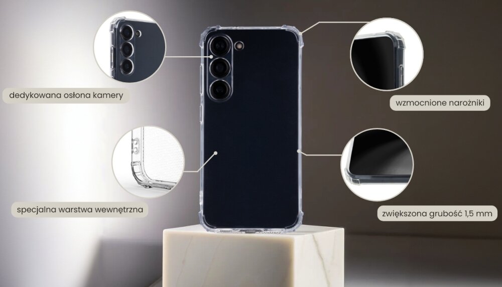 Etui TECTO SHIELD Clear Guard ochrona material tpu grubosc nakladki narozniki wzmocnienie