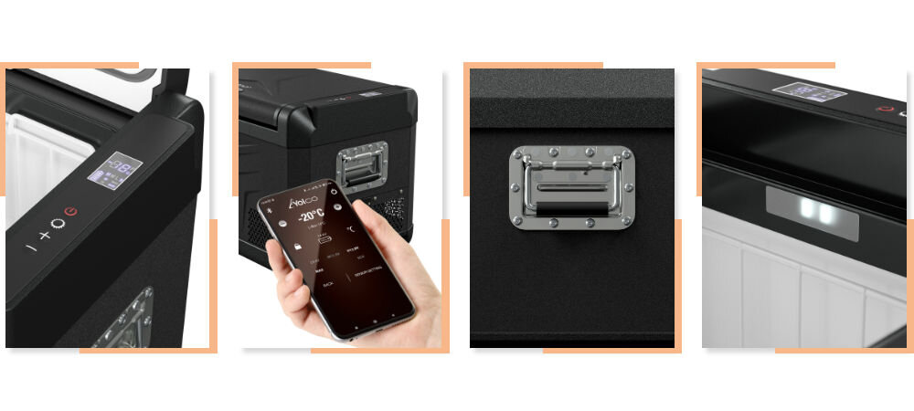 Lodówka YOLCO GCX37 Czarny czytelny wyświetlacz LED sterowanie nadajnik Bluetooth 5.0 aplikacja systemy Android/iOS