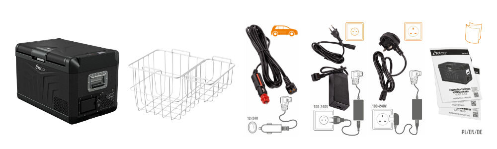 Lodówka YOLCO GCX37 Czarny zestaw akcesoria komplet wyposażenie