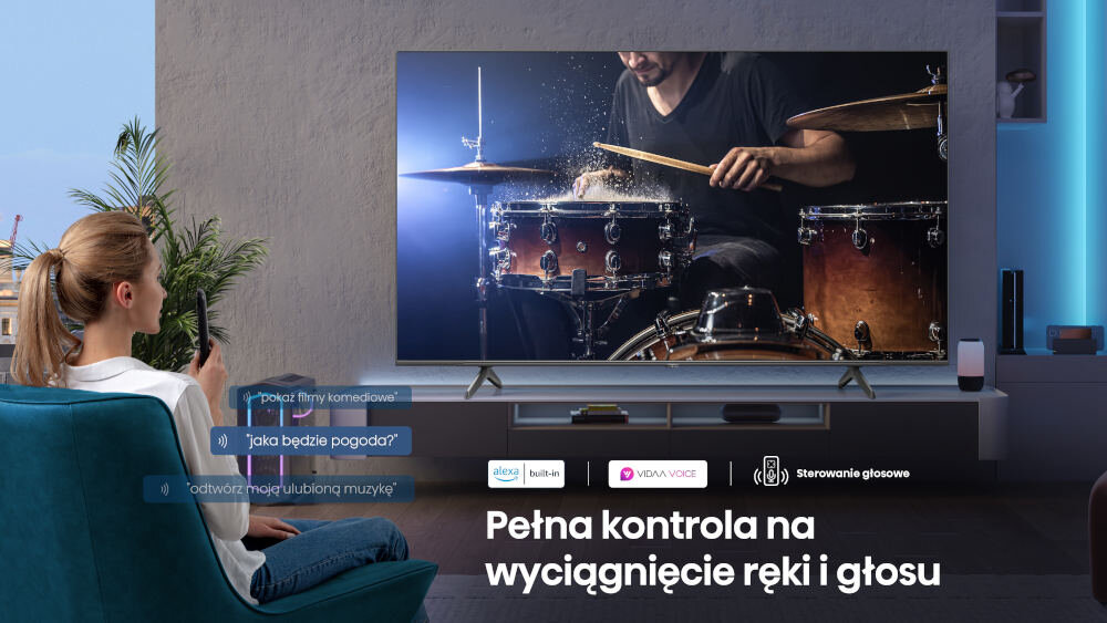 Telewizor HISENSE 75E7NQ - Sterowanie głosowe w języku polskim