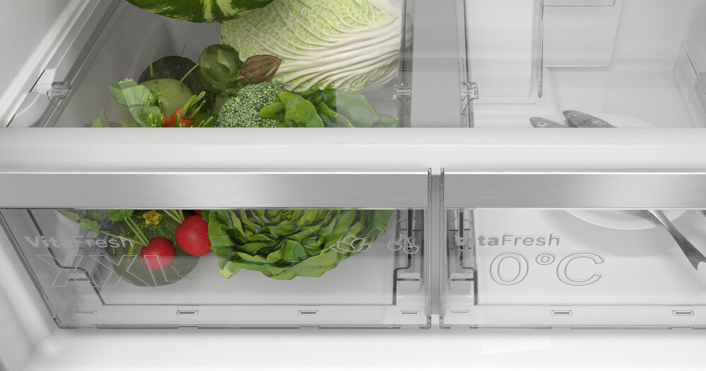 LODÓWKA BOSCH KMC85LEEA strefa dodatkowe miejsce VitaFresh XXL szuflada świeżości owoce warzywa