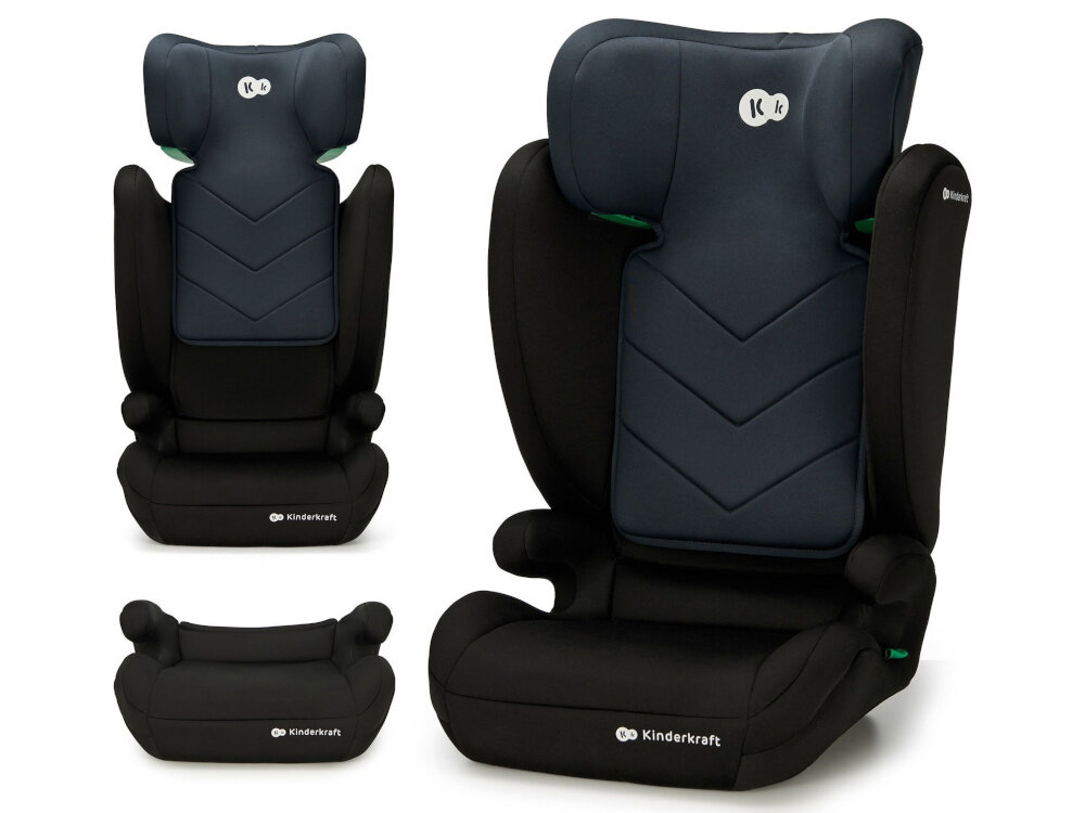 Fotelik samochodowy KINDERKRAFT I-Spark i-Size 2w1 9-36 kg Czarny dla bezpiecznej podrozy najmlodszych norma R129 i-Size starannie zaprojektowany wysokie europejskie standardy bezpieczenstwa dla dzieci o masie ciala od 9 do 36 kg solidna ochrona komfort