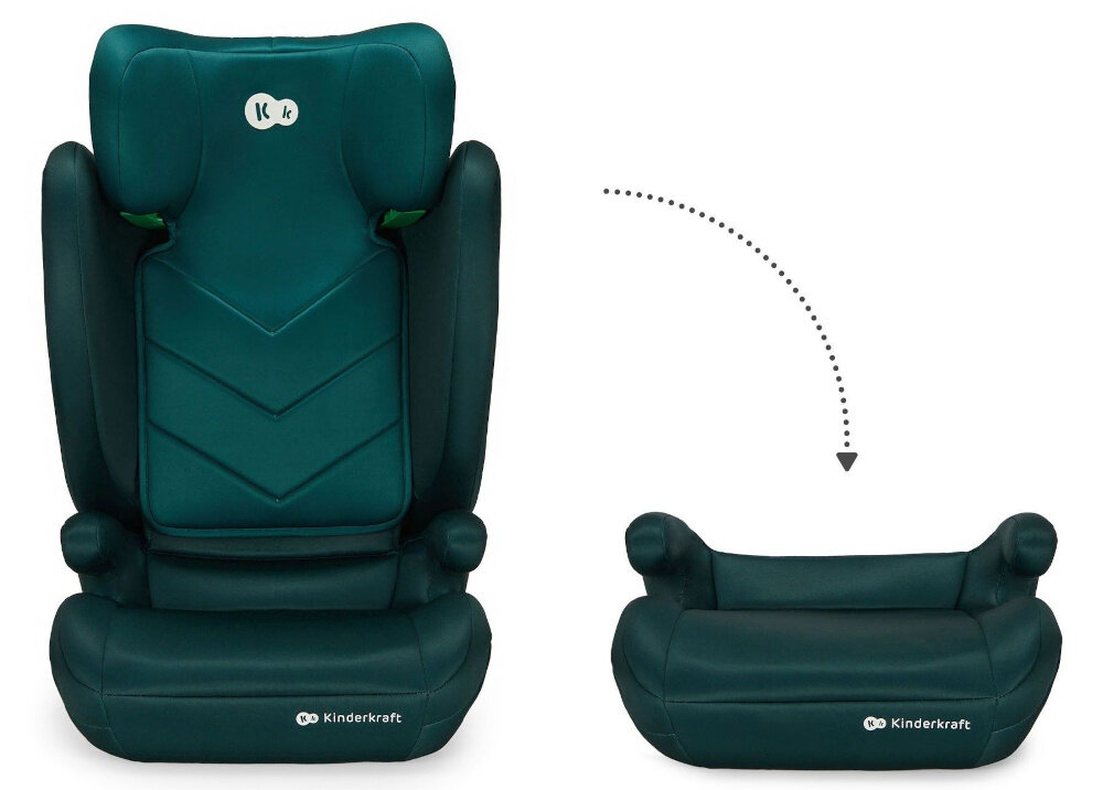 Fotelik samochodowy KINDERKRAFT I-Spark i-Size 2w1 9-36 kg Zielony dla bezpiecznej podrozy najmlodszych norma R129 i-Size starannie zaprojektowany wysokie europejskie standardy bezpieczenstwa dla dzieci o masie ciala od 9 do 36 kg solidna ochrona komfort