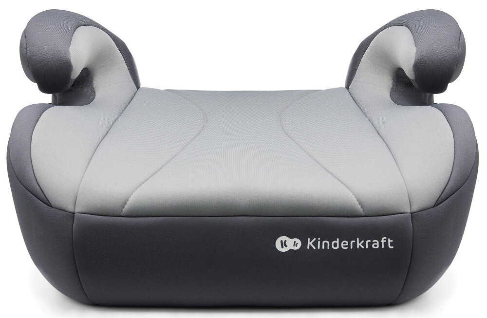 Podstawka samochodowa KINDERKRAFT I-Boost I-Size Szary podstawka na białym tle widoczna od przodu przestronne siedzisko z warstwą miękkiej pianki wewnątrz ergonomicznie wyprofilowane podłokietniki o wysokości 20 cm wymiary wewnętrzne 30 cm szerokości x 38 cm długości podłokietniki wspierają naturalne ułożenie rąk pomagają w prawidłowym prowadzeniu pasa biodrowego odległość między podłokietnikami 35,5 cm