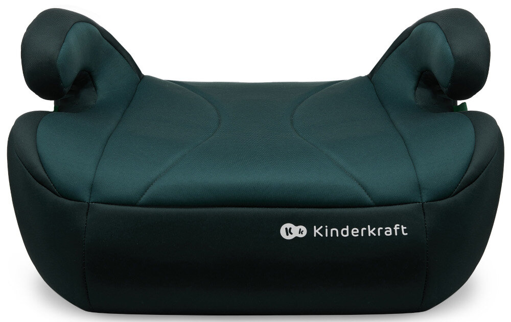 Podstawka samochodowa KINDERKRAFT I-Boost I-Size Zielony podstawka na białym tle widoczna od przodu przestronne siedzisko z warstwą miękkiej pianki wewnątrz ergonomicznie wyprofilowane podłokietniki o wysokości 20 cm wymiary wewnętrzne 30 cm szerokości x 38 cm długości podłokietniki wspierają naturalne ułożenie rąk pomagają w prawidłowym prowadzeniu pasa biodrowego odległość między podłokietnikami 35,5 cm